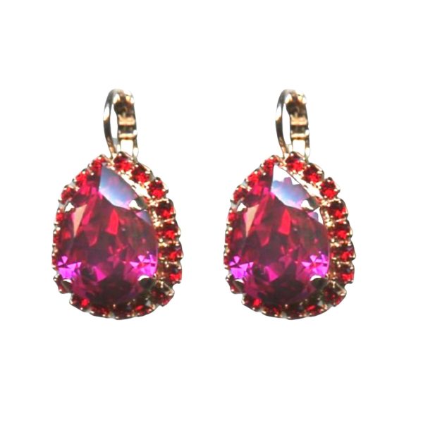 Mariana Earrings Luxurious Fuchsia & Siam Austrian Crystals Firefly Nature Coll.