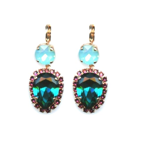 Mariana Earrings Sophisticated Pear Shaped Blues & Pinks Austrian Crystals My Treasures Coll.