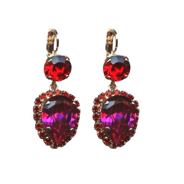 Mariana Earrings Alluring Fuchsia, Siam & Padparadscha Austrian Crystals Firefly Nature Coll.