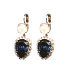 Mariana Earrings Gorgeous Montana Blue, Lt Peach & Silk Austrian Crystals Ocean Nature Coll. - Image 2