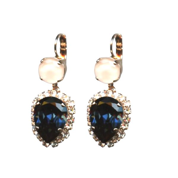 Mariana Earrings Gorgeous Montana Blue, Lt Peach & Silk Austrian Crystals Ocean Nature Coll.
