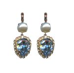 Mariana Earrings Exquisite Cream Pearl, Blue Shade & Golden Shadow Austrian Crystals Seashell Nature Coll. - Image 2