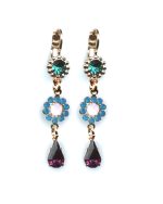 Mariana Earrings Teardrop Floral Amethyst, Blues & Opals Austrian Crystals Peacock Nature Coll. - Image 3