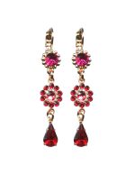 Mariana Earrings Dangling Floral Pinks, Siam & Opals Austrian Crystals Firefly Nature Coll. - Image 3