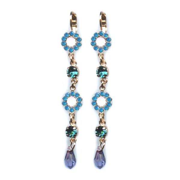 Mariana Earrings Dangling Floral Blues, Tanzanite & Opals Austrian Crystals Peacock Nature Coll.