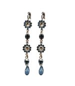 Mariana Earrings Multi Tier Floral Montana Blue & Lt Peach Austrian Crystals Ocean Nature Coll. - Image 3
