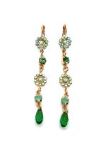 Earrings By Mariana Woman Multi Tier Mint Green Swarovski Crystals