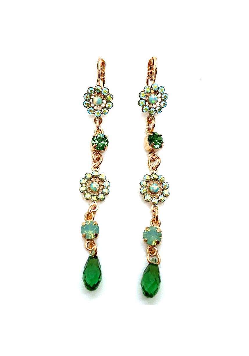 E-1111-3-2143-RG6 (3) Earrings By Mariana Woman Multi Tier Mint Green Swarovski Crystals - Image 1