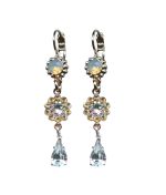 Mariana Earrings Shimmering Floral Clear, Golden Shadow & White Opal Austrian Crystals Seashell Nature Coll. - Image 3