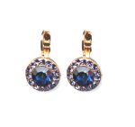 Mariana Earrings Alluring Heliotrope & Montana Blue Austrian Crystals Peacock Nature Coll. - Image 2