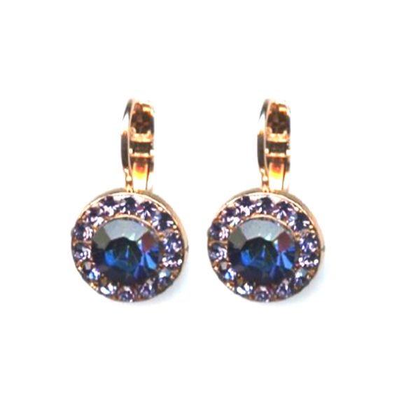 Mariana Earrings Alluring Heliotrope & Montana Blue Austrian Crystals Peacock Nature Coll.