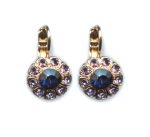 Mariana Earrings Fab Floral Heliotrope and Montana Blue Austrian Crystals Peacock Nature Coll.