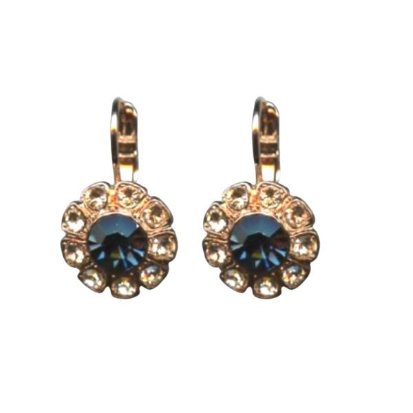 Mariana Earrings Dainty Floral in Montana Blue & Lt Peach Austrian Crystals Ocean Nature Coll.