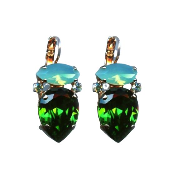 Mariana Earrings Sophisticated Mint Green, Tourmaline & Peridot Austrian Crystals Fern Nature Coll.