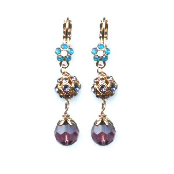 Mariana Earrings Lovely Dangling Purples & Opals Austrian Crystals Peacock Nature Coll.