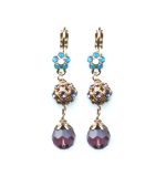 Mariana Earrings Lovely Dangling Purples & Opals Austrian Crystals Peacock Nature Coll. - Image 3