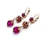 Earrings By Mariana Woman Sassy Floral in Pinks, Siam and Amethyst Swarovski Crystals
