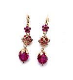 Earrings By Mariana Woman Sassy Floral in Pinks, Siam and Amethyst Swarovski Crystals - Image 3