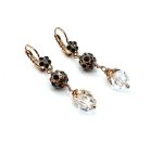 Earrings By Mariana Woman Triple Tier Dangling Montana and Silk Swarovski Crystals - Image 3