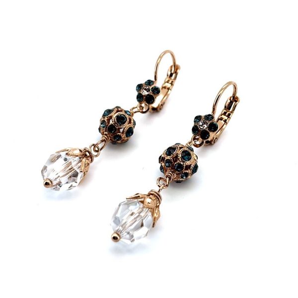 Earrings By Mariana Woman Triple Tier Dangling Montana and Silk Swarovski Crystals