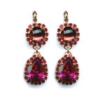 Mariana Earrings Sophisticated Fuchsia, Padparadscha & Siam Austrian Crystals Firefly Nature Coll. - Image 2