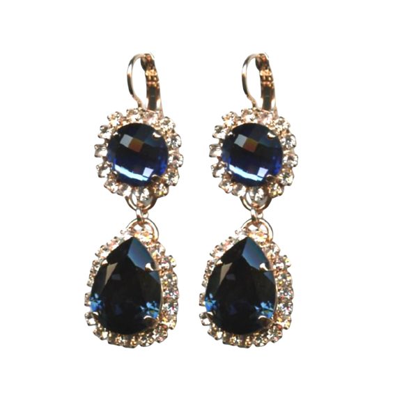 Mariana Earrings Sophisticated Montana Blue & Silk Austrian Crystals Ocean Nature Coll.