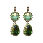Mariana Earrings Glamorous Tourmaline, Mint Green & Peridot Austrian Crystals Fern Nature Coll. - Image 3