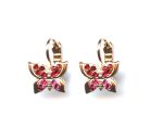 Mariana Earrings Dainty Butterfly in Siam & Fuchsia Austrian Crystals Firefly Nature Coll.