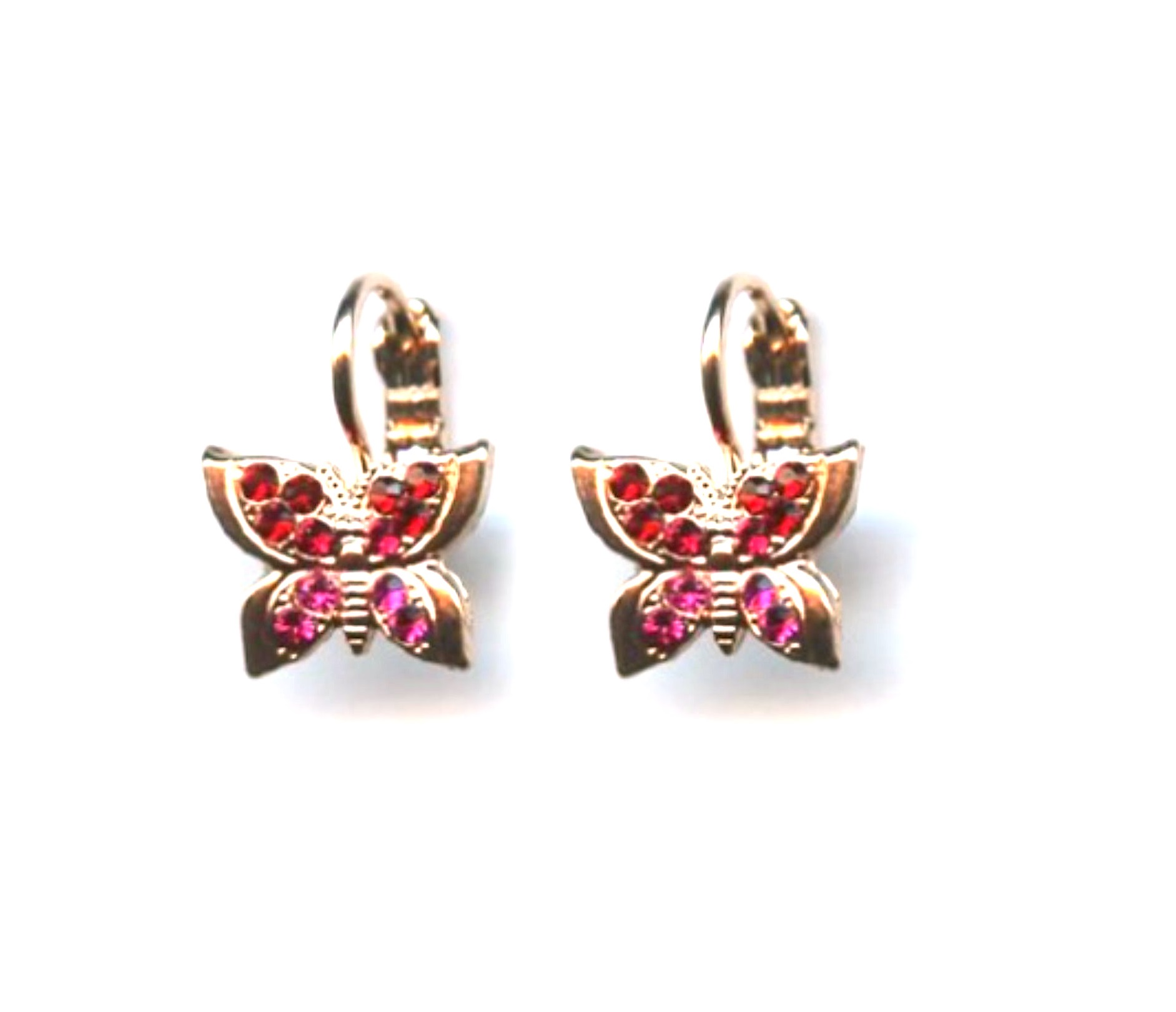 E-1155-2140-RG6 (3) Mariana Earrings Dainty Butterfly in Siam & Fuchsia Austrian Crystals Firefly Nature Coll. - Image 1
