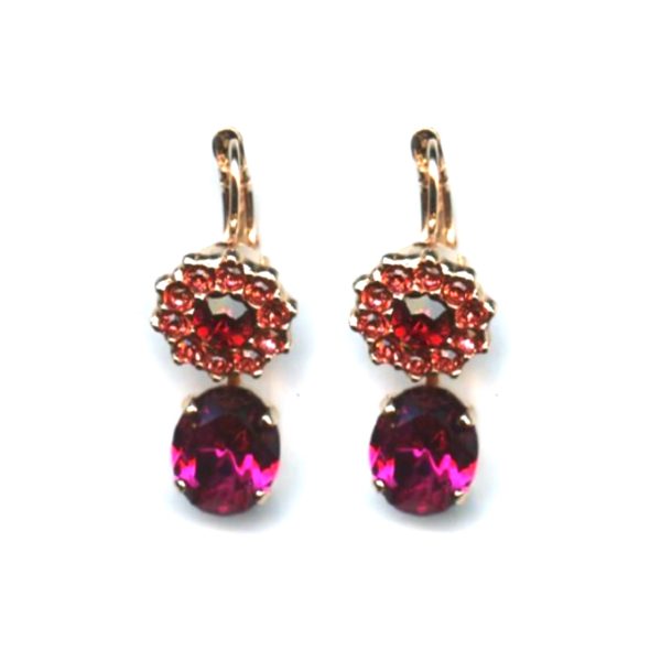 Mariana Earrings Fab Floral in Siam, Fuchsia & Padparadscha Austrian Crystals Nature Coll.