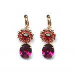 Mariana Earrings Fab Floral in Siam, Fuchsia & Padparadscha Austrian Crystals Nature Coll. - Image 2