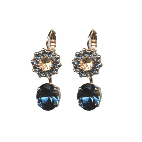 Mariana Earrings Lovely Floral in Montana Blue & Lt Peach Austrian Crystals Ocean Nature Coll.