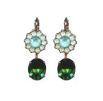 Mariana Earrings Gorgeous Floral in Mint Green, Pacific Opal & Tourmaline Austrian Crystals Fern Nature Coll. - Image 3