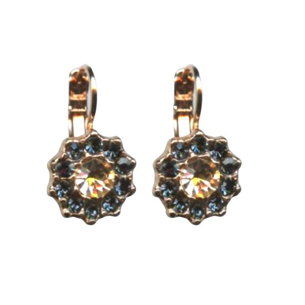 Mariana Earrings Dainty Floral Montana Blue & Lt Peach Austrian Crystals Ocean Nature Coll.