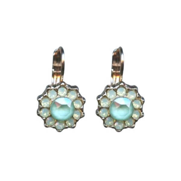 Mariana Earrings Dainty Floral in Mint Green & Pacific Opal Austrian Crystals Fern Nature Coll.