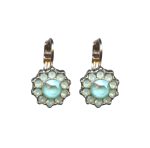 Mariana Earrings Dainty Floral in Mint Green & Pacific Opal Austrian Crystals Fern Nature Coll. - Image 3
