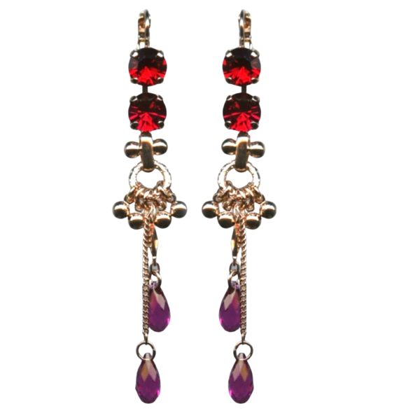 Mariana Earrings Lovely Tassel in Siam & Cyclamen Opal Austrian Crystals Firefly Nature Coll.