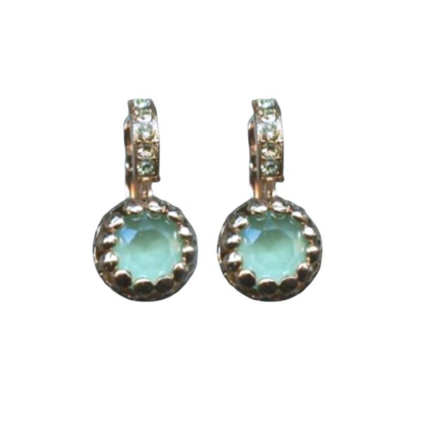 Mariana Earrings Simply Elegant Mint Green & Erinite Austrian Crystals Fern Nature Coll.