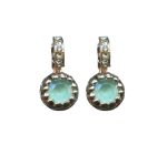 Mariana Earrings Simply Elegant Mint Green & Erinite Austrian Crystals Fern Nature Coll. - Image 2