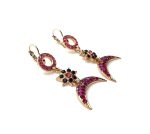 Mariana Earrings Shapely Floral Crescent in Pinks & Reds Austrian Crystals Firefly Nature Coll. - Image 2