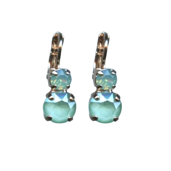 Mariana Earrings Adorable Mint Green Austrian Crystals Fern Nature Coll.