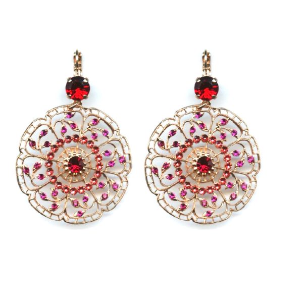 Mariana Earrings Boho Chic Fuchsia, Padparadscha & Siam Austrian Crystals Firefly Nature Coll.
