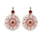 Mariana Earrings Boho Chic Fuchsia, Padparadscha & Siam Austrian Crystals Firefly Nature Coll. - Image 3