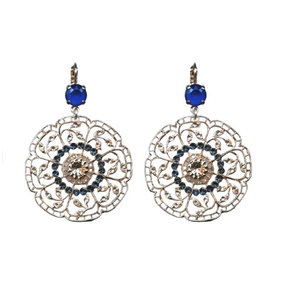 Mariana Earrings Boho Chic in Blues & Silk Austrian Crystals Ocean Nature Coll.