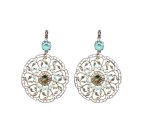 Mariana Earrings Boho Chic in Green Tourmaline & Mint Green Austrian Crystals Fern Nature Coll. - Image 3