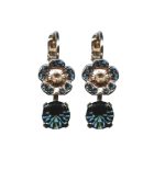 Mariana Earrings Fashionable Floral in Montana Blue & Lt Peach Austrian Crystals Ocean Nature Coll. - Image 2