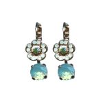 Mariana Earrings Fab Floral in Pacific Opal, Mint Green & Tourmaline Austrian Crystals Fern Nature Coll.