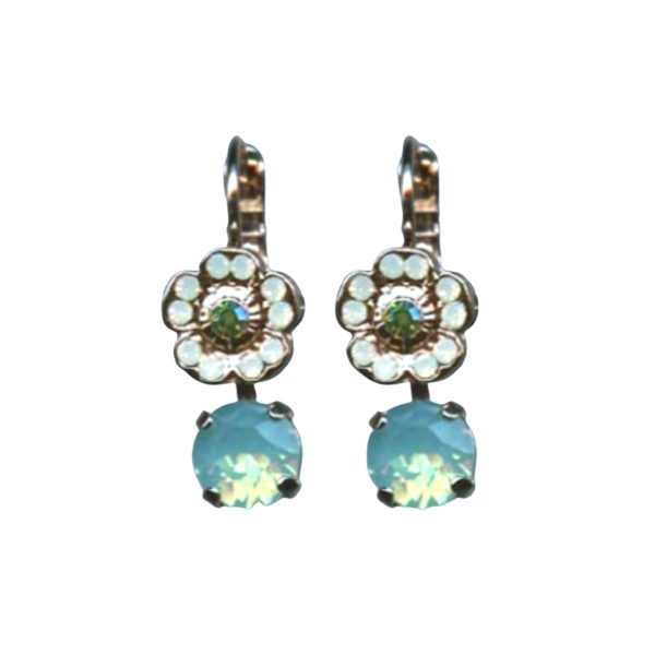Mariana Earrings Fab Floral in Pacific Opal, Mint Green & Tourmaline Austrian Crystals Fern Nature Coll.