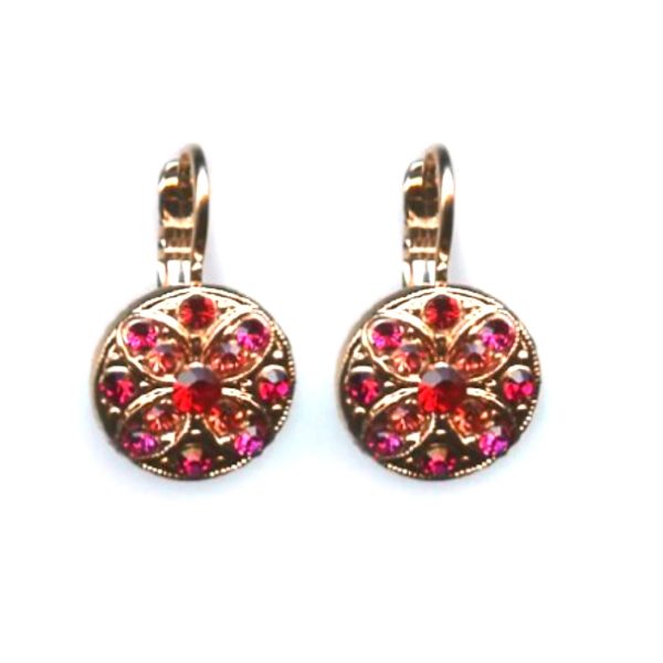 Mariana Earrings Lovely Floral in Siam, Fuchsia & Padparadscha Austrian Crystals Firefly Nature Coll.