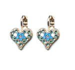 Mariana Earrings Heart Shaped Beaded Blues & Opals Austrian Crystals Peacock Nature Coll. - Image 2